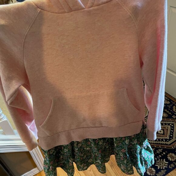 Boden Girls Pink Hooded Green Flower Lined Dress New Condition Girls size 7/8 - Picture 12 of 13
